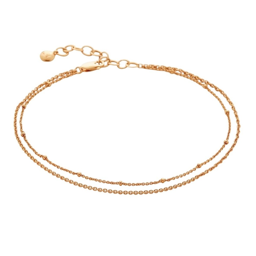 Monica Vinader 18K Gold Vermeil Beaded Double Chain Anklet Adjustable